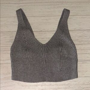 SHEIN Gray Ribbed Crop Tank Top